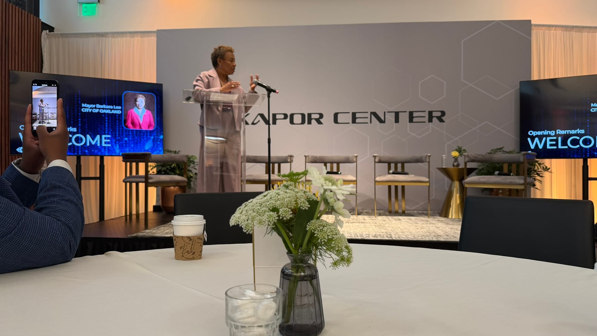 Mayor Barbara Lee delivering opening remarks at the Kapor Center P.R.I.M.E. Alliance launch in Oakland